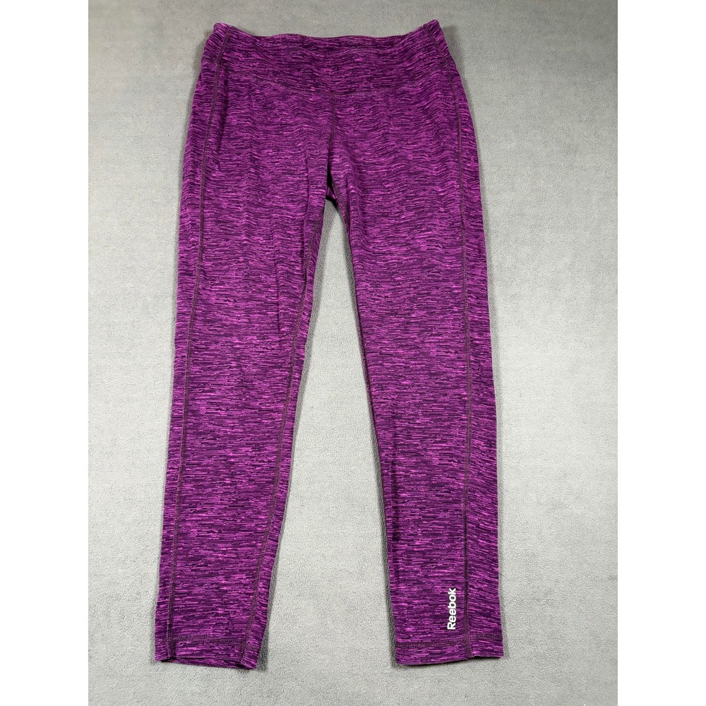 Reebok Leggings Womens Size L Purple Space Dye Athletic Yoga Pants